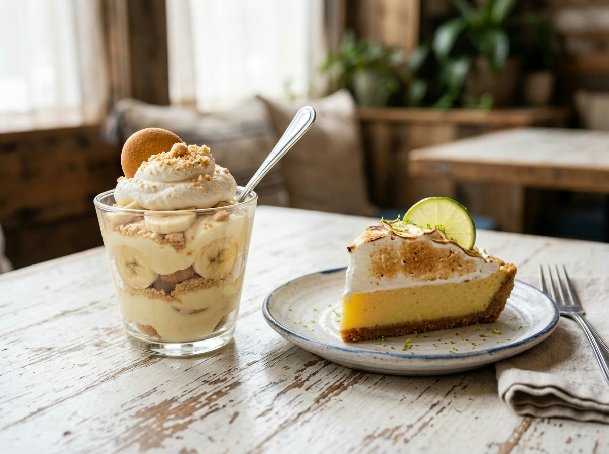 Cup of banana pudding with cookies and whipped cream